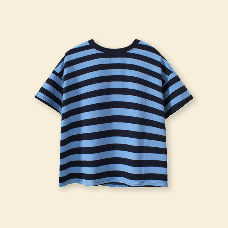 Boys Blue Striped Short Sleeves T-Shirt Tshirts   