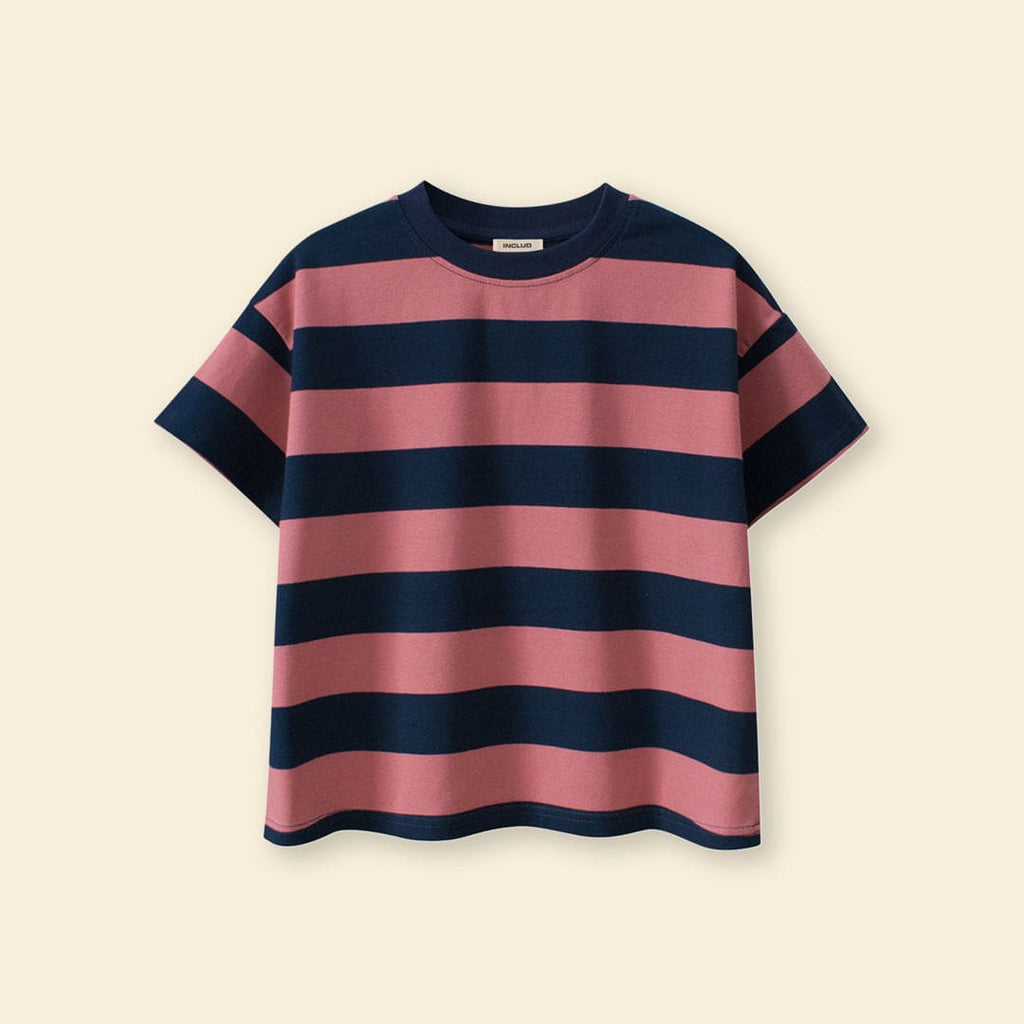 Boys Red Striped Short Sleeve T-Shirt