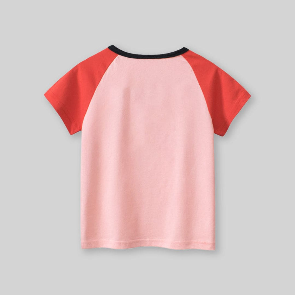 Girls Graphic Print Raglan Sleeves T-Shirt Tshirts   