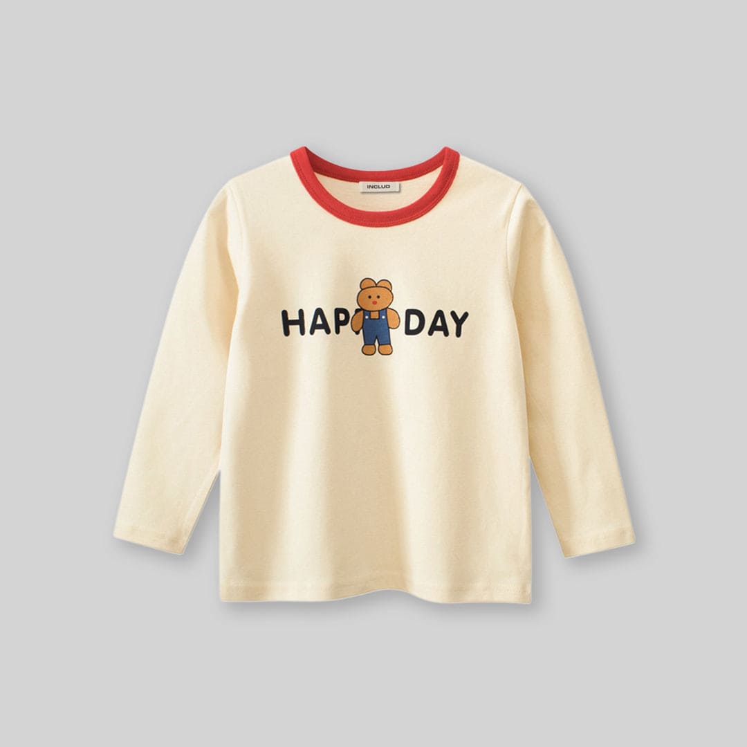 Girls Happy Day Long Sleeves T-Shirt Tshirts   