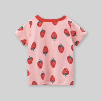 Girls Strawberry Print Short Sleeves T-Shirt Tshirts   