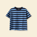 Boys Blue Striped Short Sleeves T-Shirt Tshirts Blue 5-6 Y 