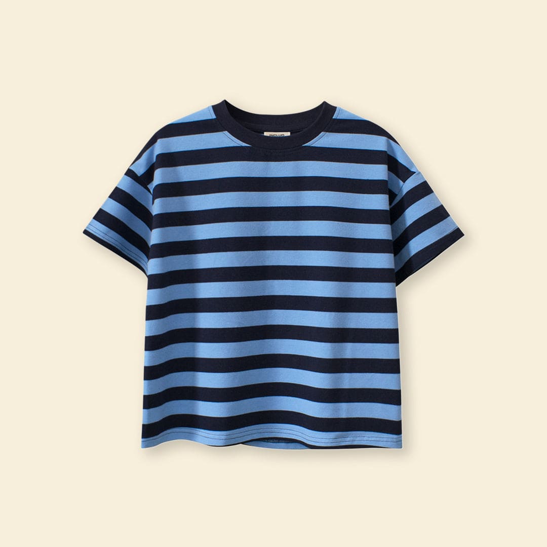 Boys Blue Striped Short Sleeves T-Shirt Tshirts Blue 5-6 Y 