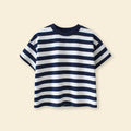 Boys White Striped Short Sleeves T-Shirt Tshirts White 5-6 Y 