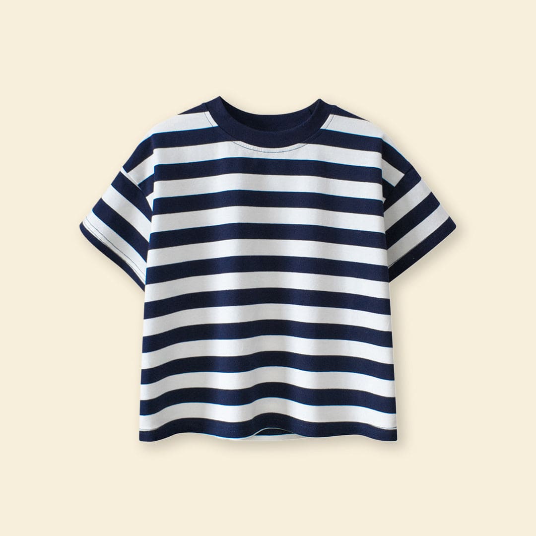Boys White Striped Short Sleeves T-Shirt Tshirts White 5-6 Y 