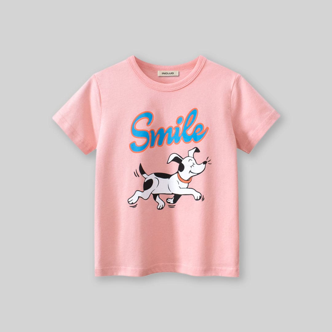 Girls Pink Graphic Print T-Shirt Tshirts Pink 1-2 Y 