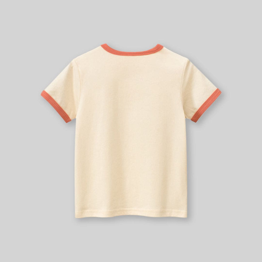 Girls Apricot Printed Short Sleeves T-Shirt Tshirts   