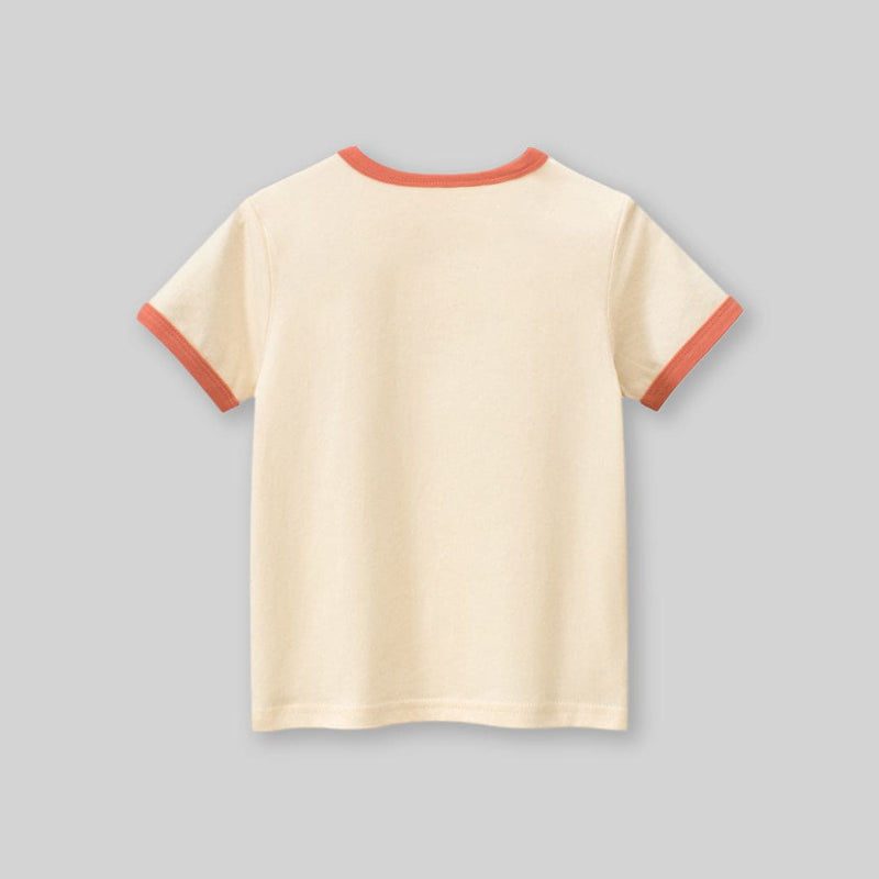 Girls Apricot Printed Short Sleeves T-Shirt Tshirts   