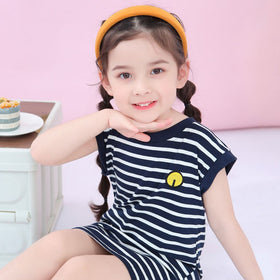 Girls Striped Sleeveless T-Shirt Dress Casual Dresses   