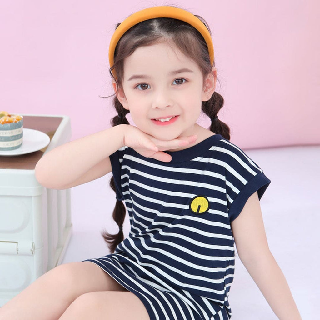 Girls Striped Sleeveless T-Shirt Dress Casual Dresses   