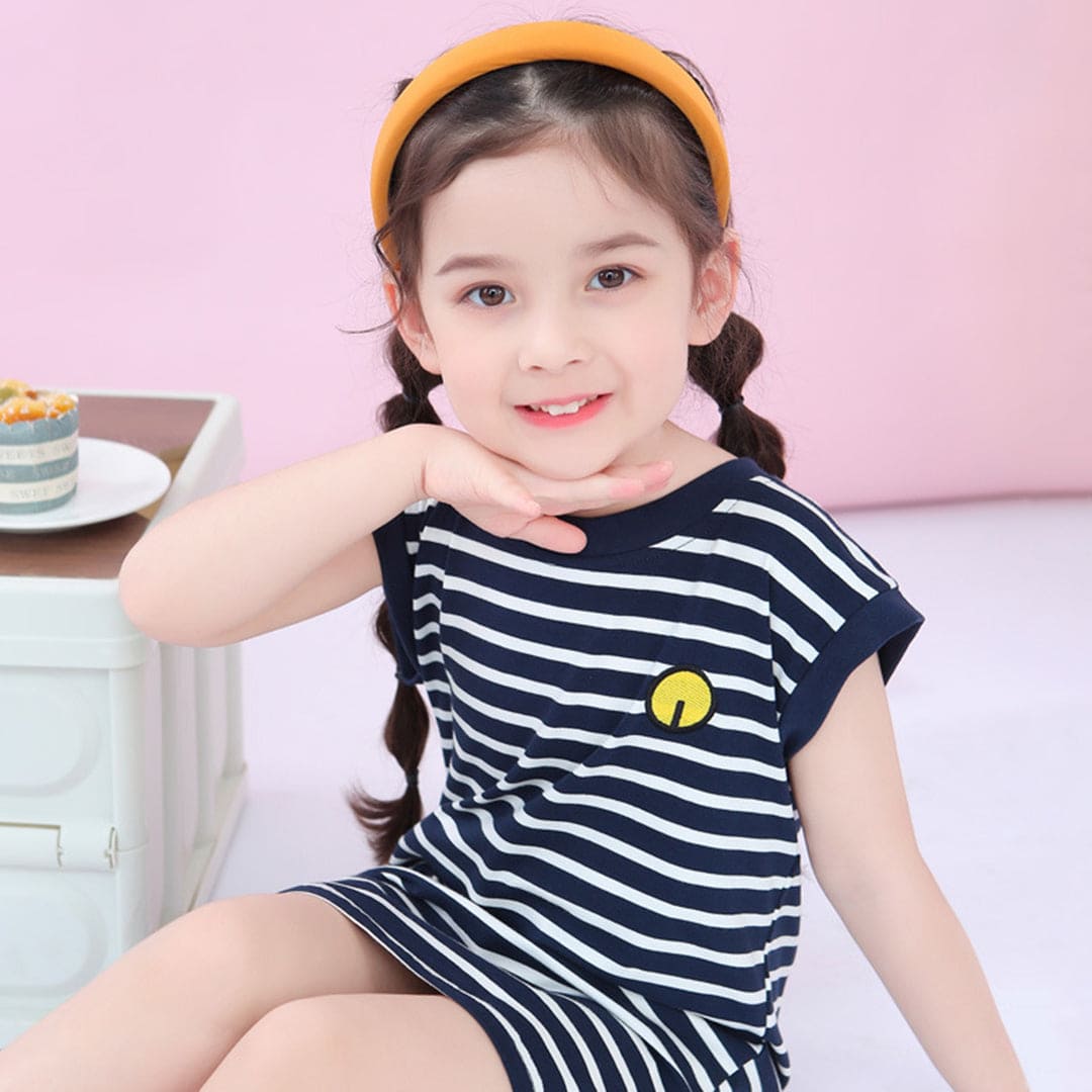 Girls Striped Sleeveless T-Shirt Dress Casual Dresses   