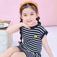 Girls Striped Sleeveless T-Shirt Dress Casual Dresses   