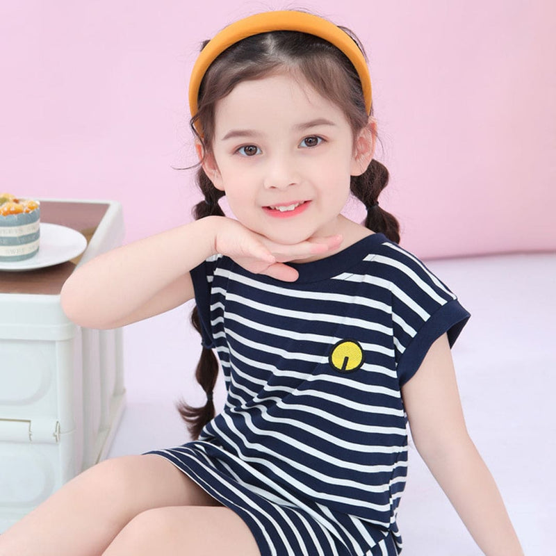 Girls Striped Sleeveless T-Shirt Dress Casual Dresses   