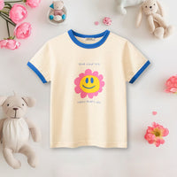Girls Graphic Print Short Sleeves T-Shirt Tshirts Apricot 1-2 Y 
