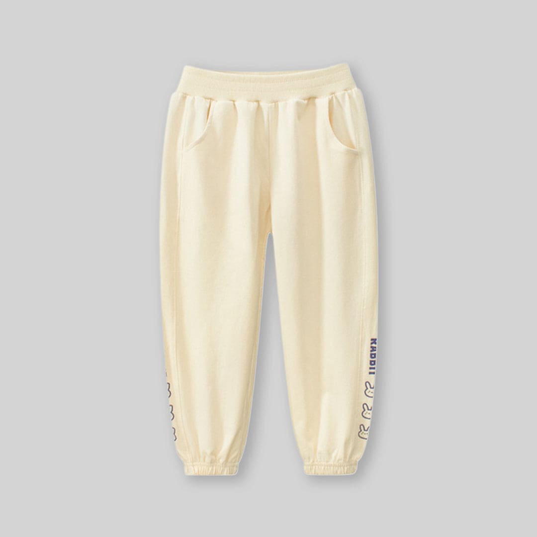Girls Beige Rabbit Print Elasticated Joggers Joggers Beige 1-2 Y 