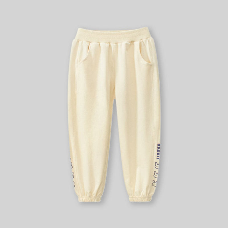Girls Beige Rabbit Print Elasticated Joggers Joggers Beige 1-2 Y 