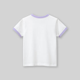 Girls White Printed Short Sleeves T-Shirt Tshirts   