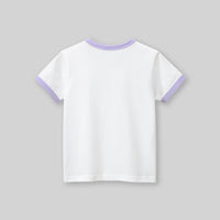 Girls White Printed Short Sleeves T-Shirt Tshirts   