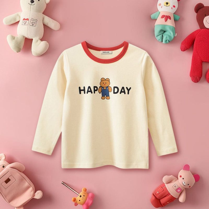 Girls Happy Day Long Sleeves T-Shirt Tshirts Apricot 1-2 Y 