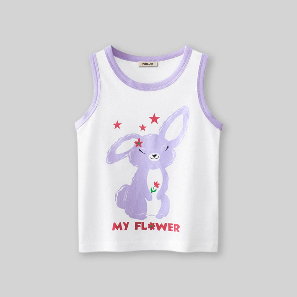 Girls Bunny Print Sleeveless Vest