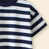 Boys White Striped Short Sleeves T-Shirt Tshirts   