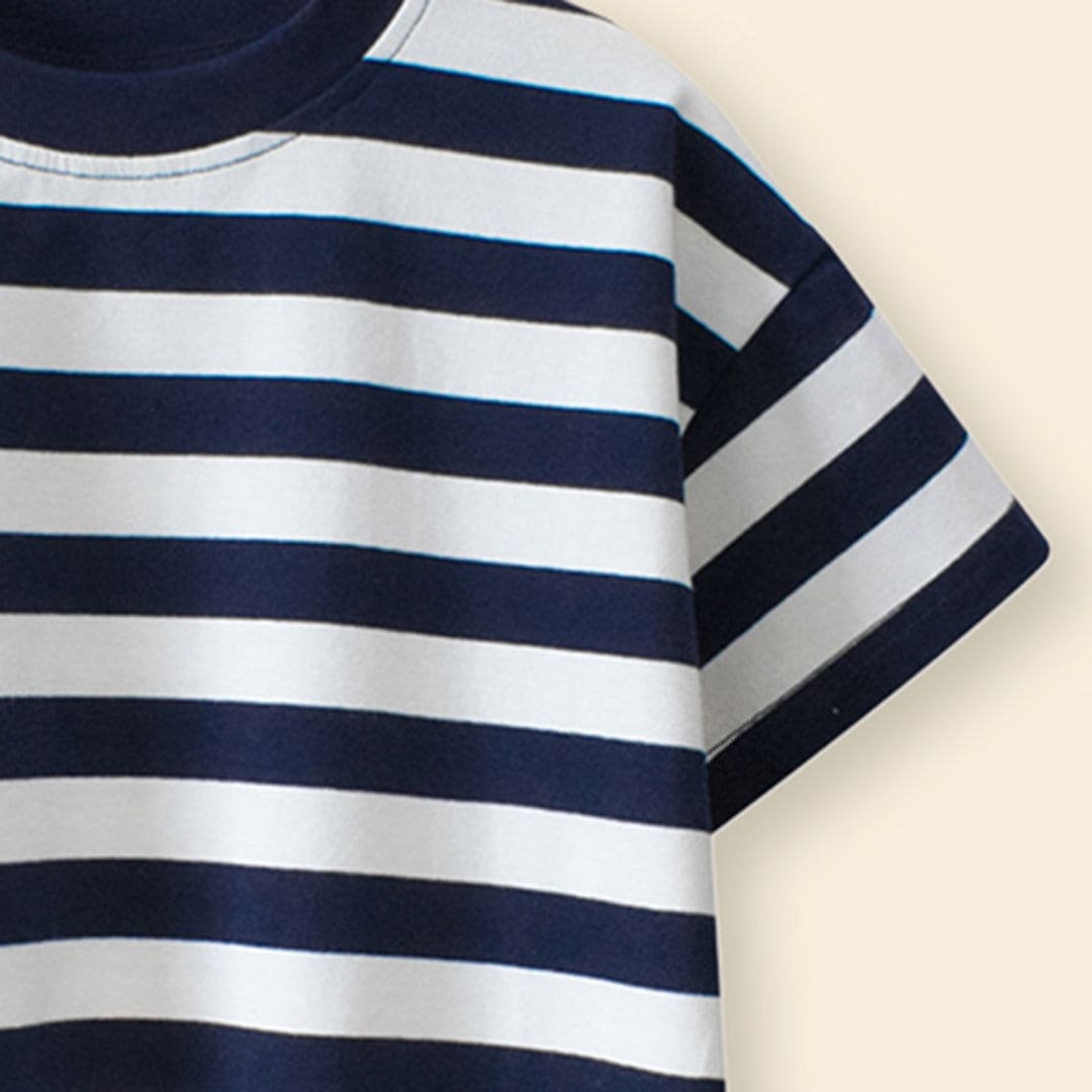 Boys White Striped Short Sleeves T-Shirt Tshirts   