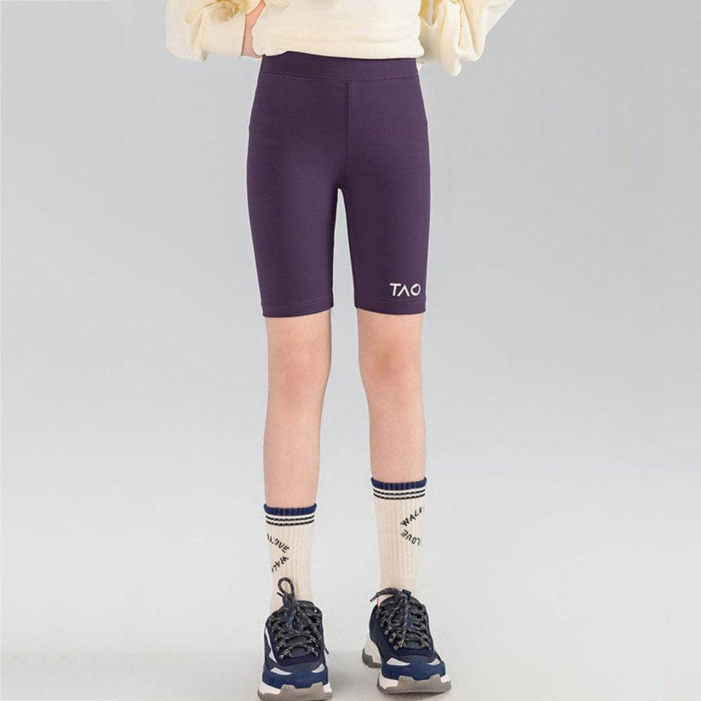 Girls Purple Slim Fit Sports Shorts