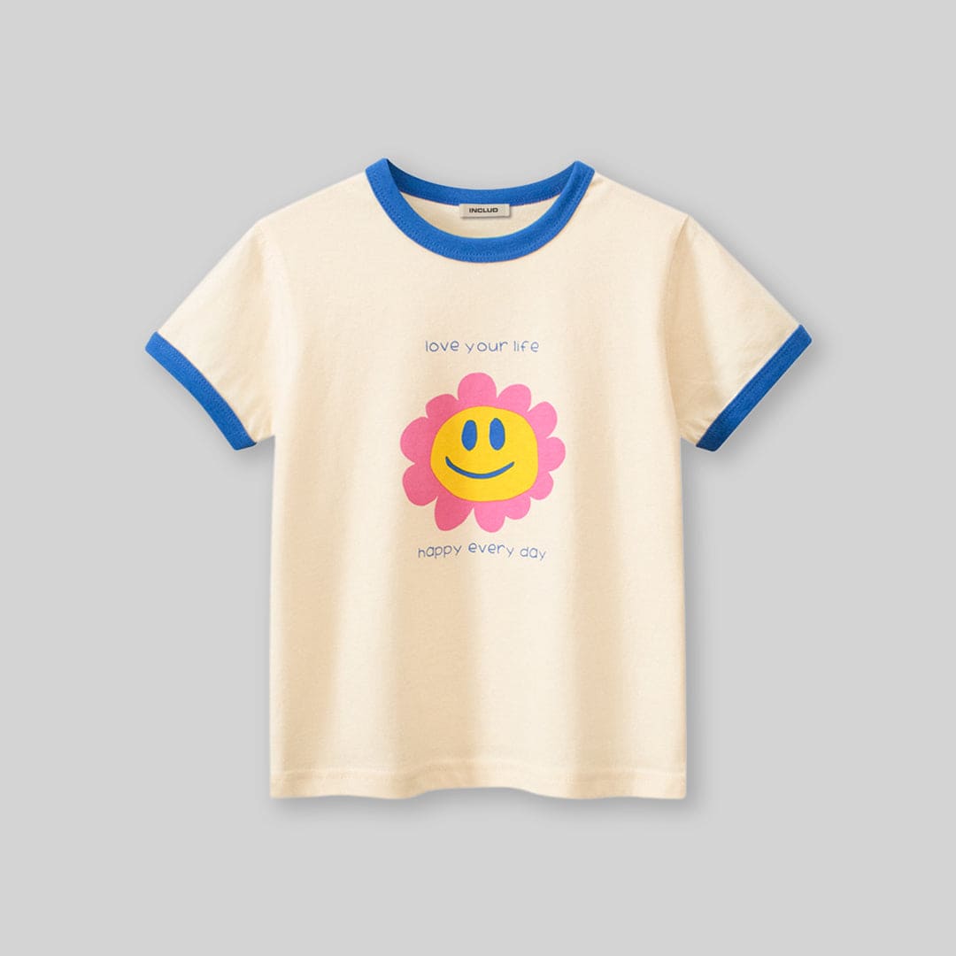 Girls Graphic Print Short Sleeves T-Shirt Tshirts   