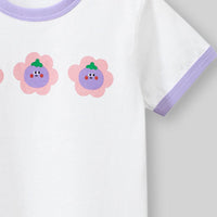 Girls White Printed Short Sleeves T-Shirt Tshirts   