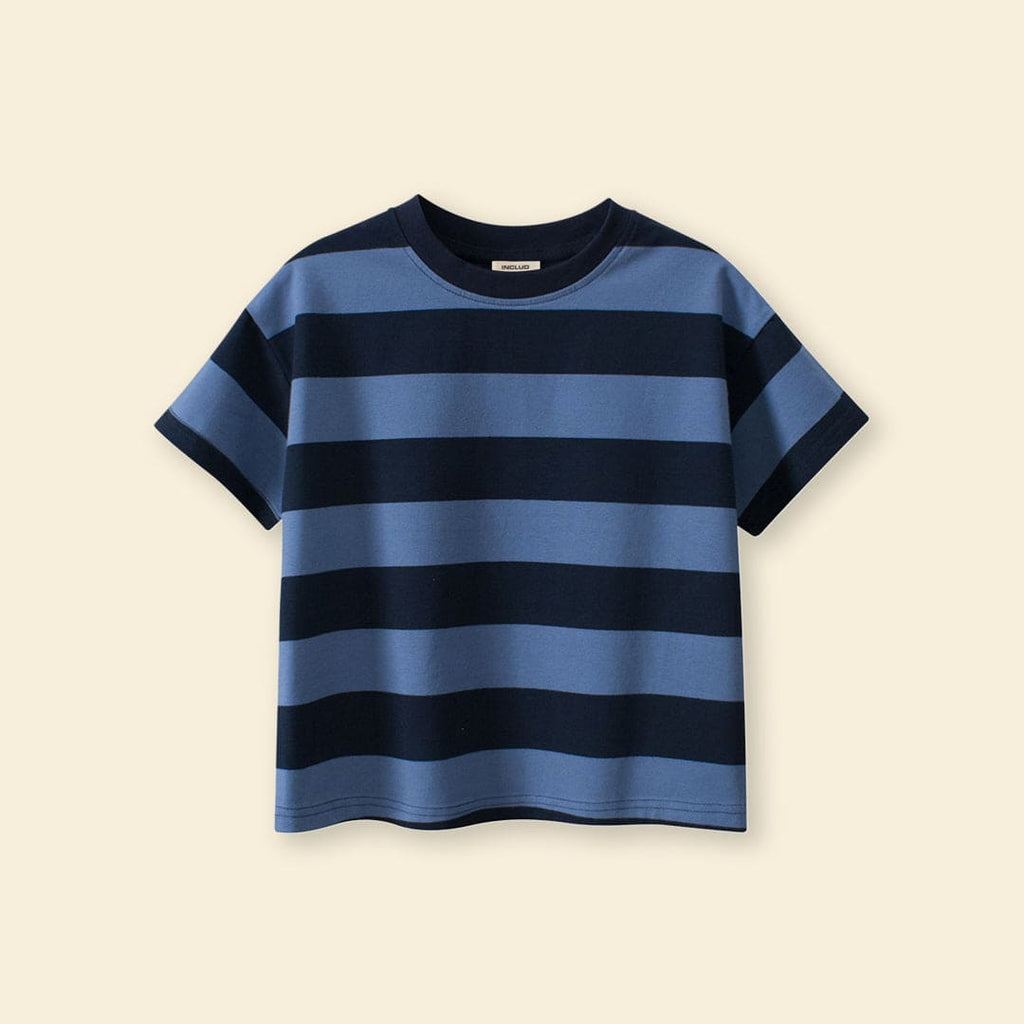 Boys Blue Striped Short Sleeve T-Shirt