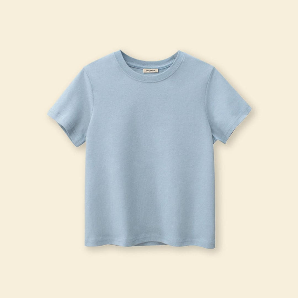 Boys Light Blue Solid Short Sleeves T-Shirt