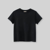 Boys Black Solid Short Sleeves T-Shirt Tshirts Black 7-8 Y 