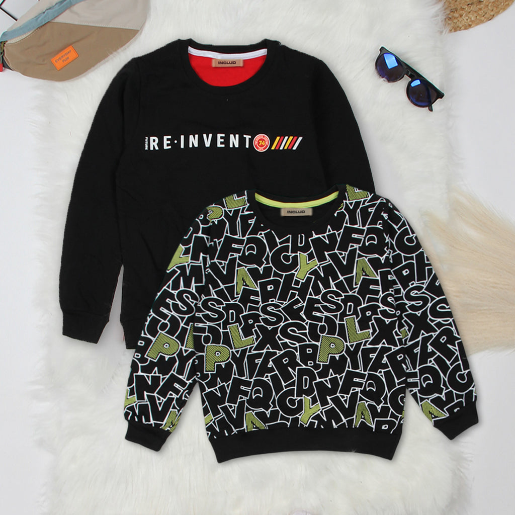 Boys Printed Full Sleeves Regular Sweatshirt (Pack of 2) Sweatshirts & Hoodies Multicolor 7-8 Y