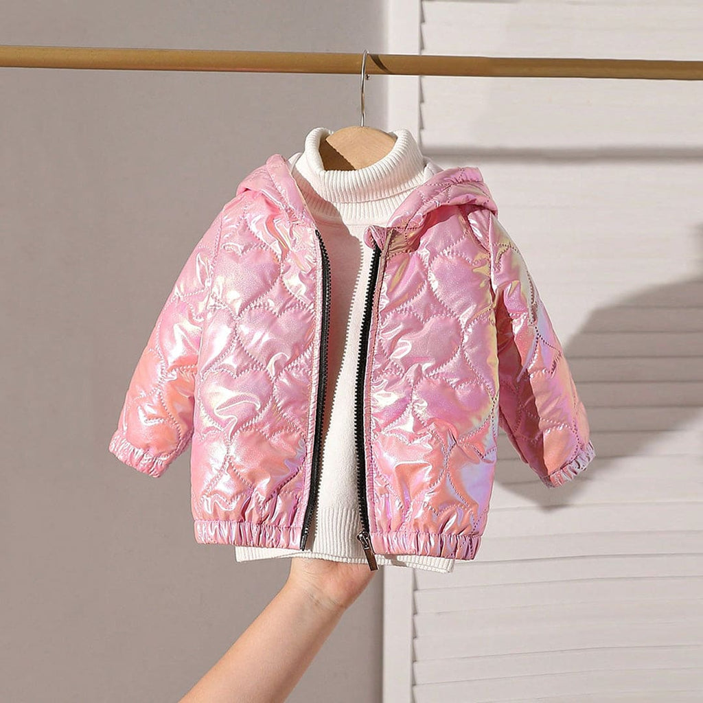 Girls Pink Long Sleeve Hooded Quilted Jackets Coats & Jackets Pink 6-9 M 