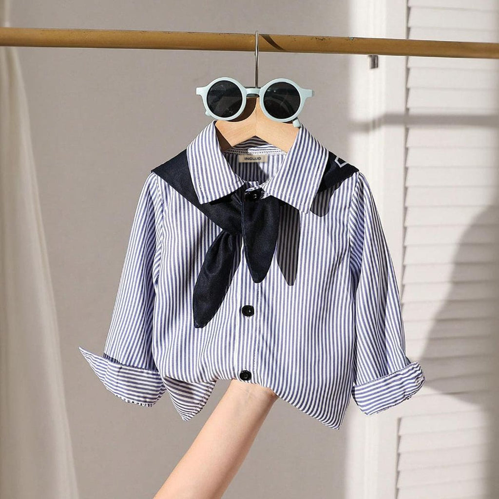 Boys Blue Long Sleeve Striped Shirt Shirts Blue 6-9 M 