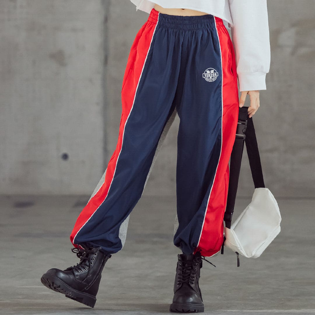 Girls Blue Elasticated Jogger Joggers   