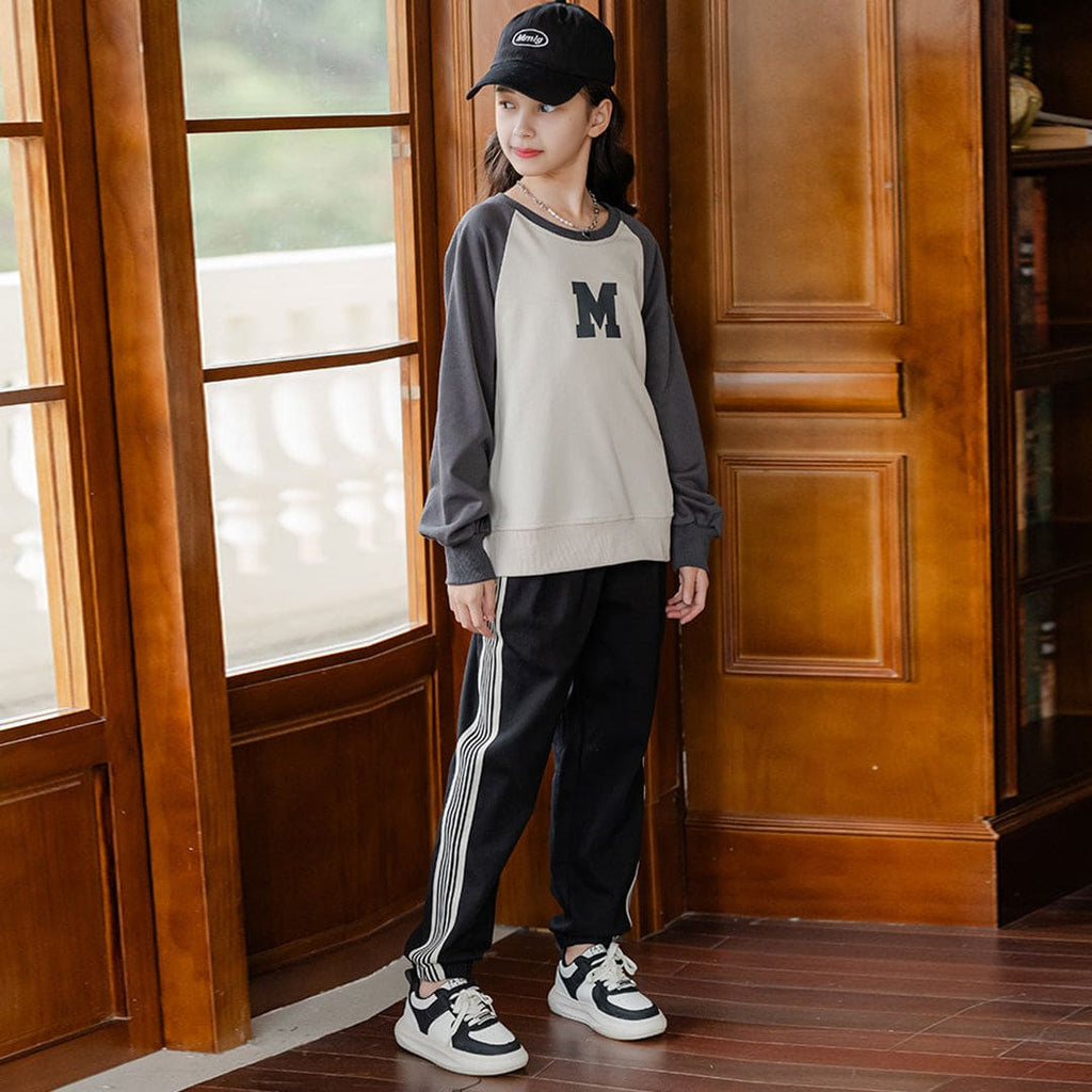 Girls Black Side Striped Elasticated Jogger Joggers Black 5-6 Y 