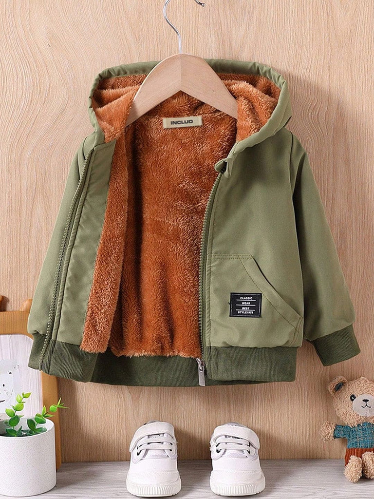 Boys Green Fur Lined Hooded Jackets Coats & Jackets Green 6-9 M 