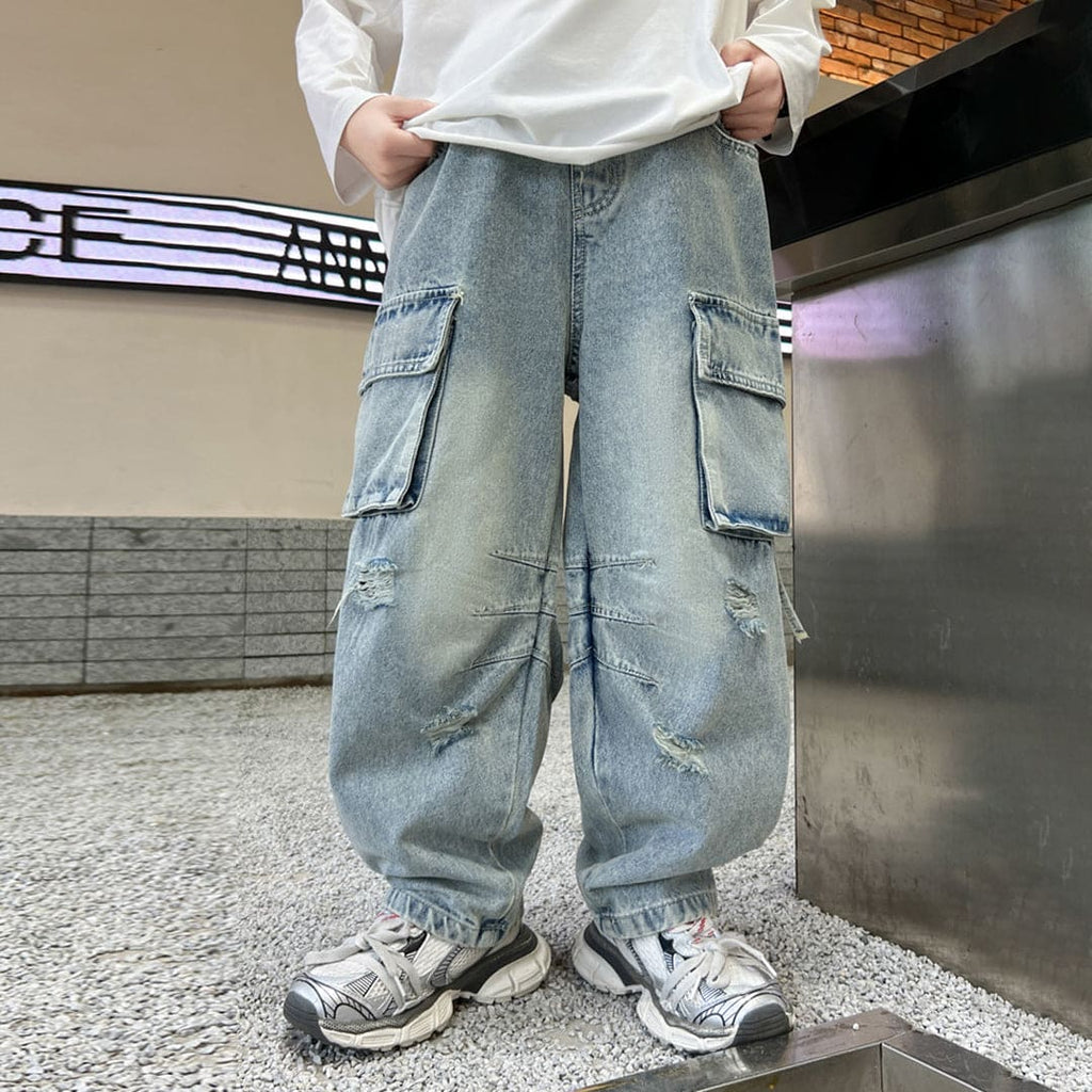 Boys Baggy Fit Distressed Jeans