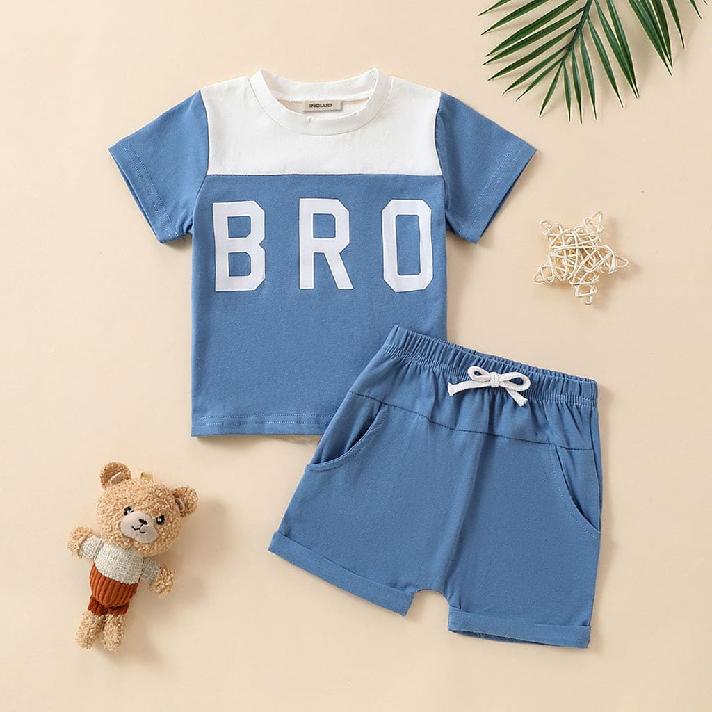 Boys Blue Printed T-shirt with Shorts Set Sets Blue 3-6 M 