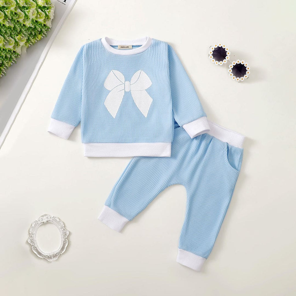 Girls Blue Pique Sweatshirt & Sweatpants Set Sets Light Blue 6-12 M 