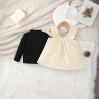 Girls Off White Full Sleeveless Pinafore Dress Casual Dresses   