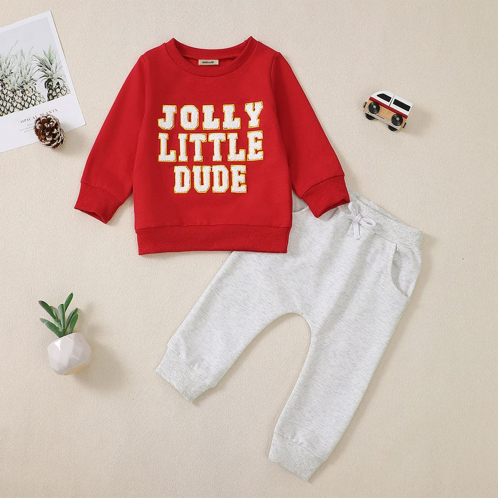 Boys Red Printed Sweatshirt with Jogger Set Sets Red 3-6 M 