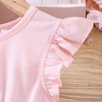 Girls Pink Unicorn Print Flared Sleeves Fit & Flare Dress Casual Dresses   