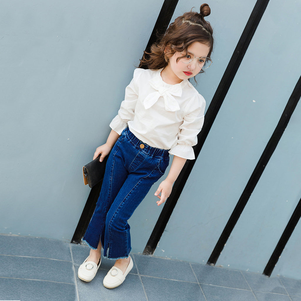 Girls Blue Classic Jeans with Front Slit