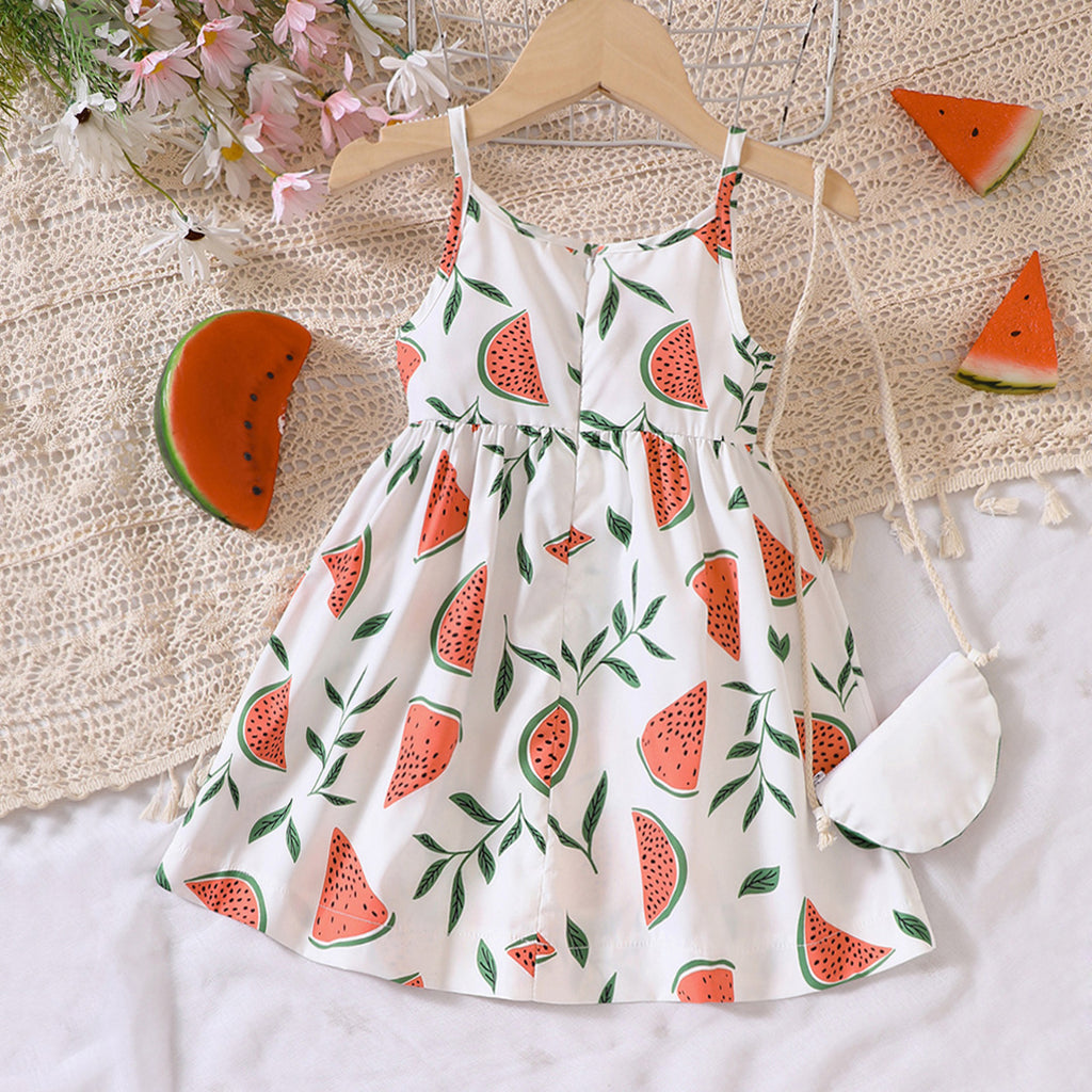 Girls Watermelon Print Sleeveless Dress