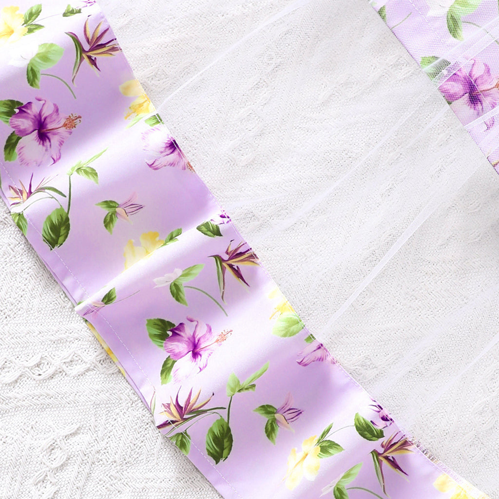 Girls Purple Floral Print Off Shoulder Jumpsuit