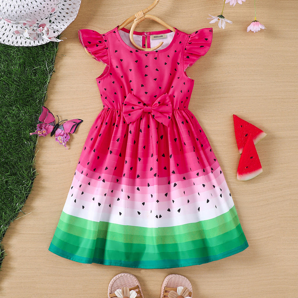 Girls Heart Printed Fit & Flare Dress
