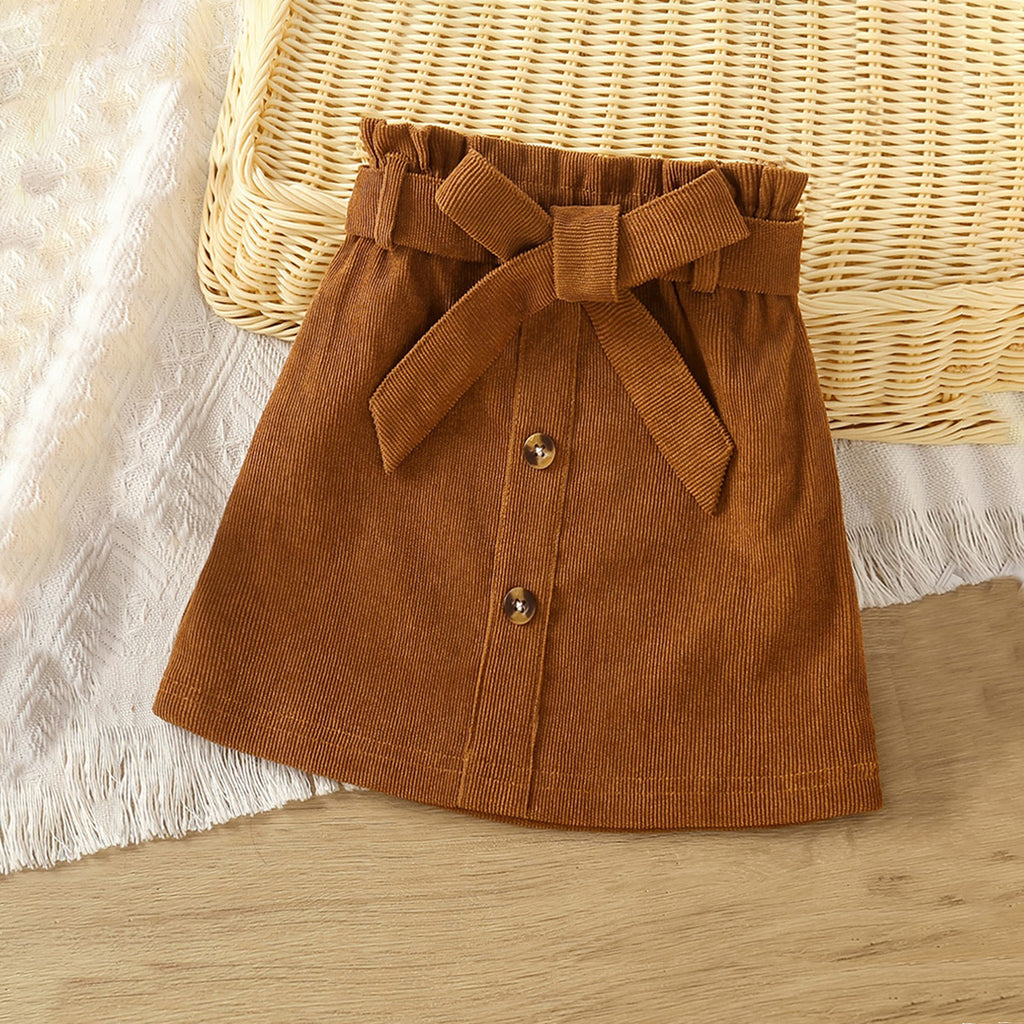 Girls Brown Corduroy A-line Skirt