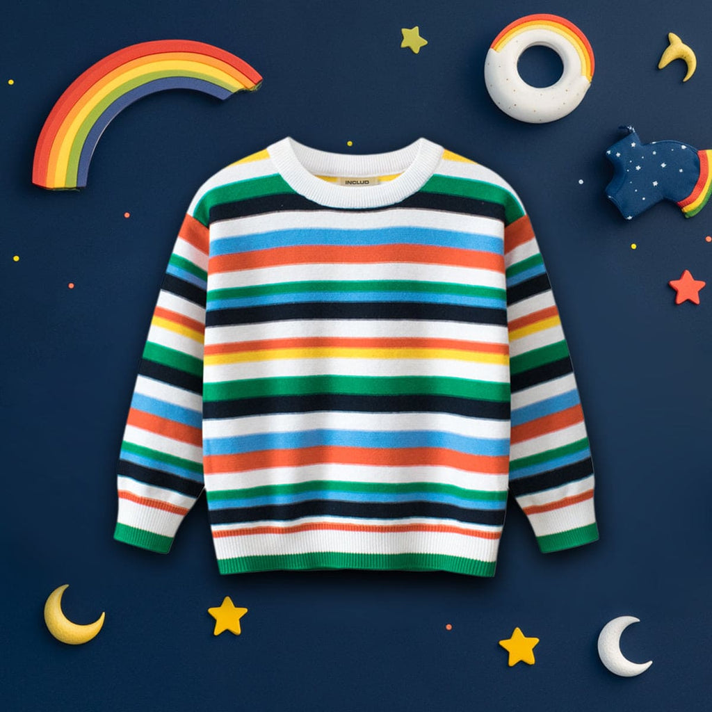 Boys Multicolor Striped Long Sleeves Sweatshirt Sweatshirts & Hoodies Multicolor 1-2 Y 